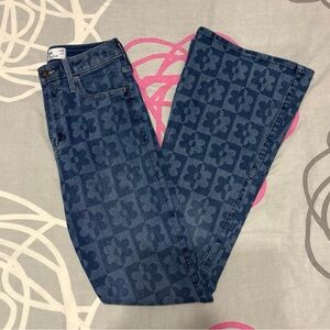 Hollister High-Rise Two-Tone Floral Vintage Flare Jeans